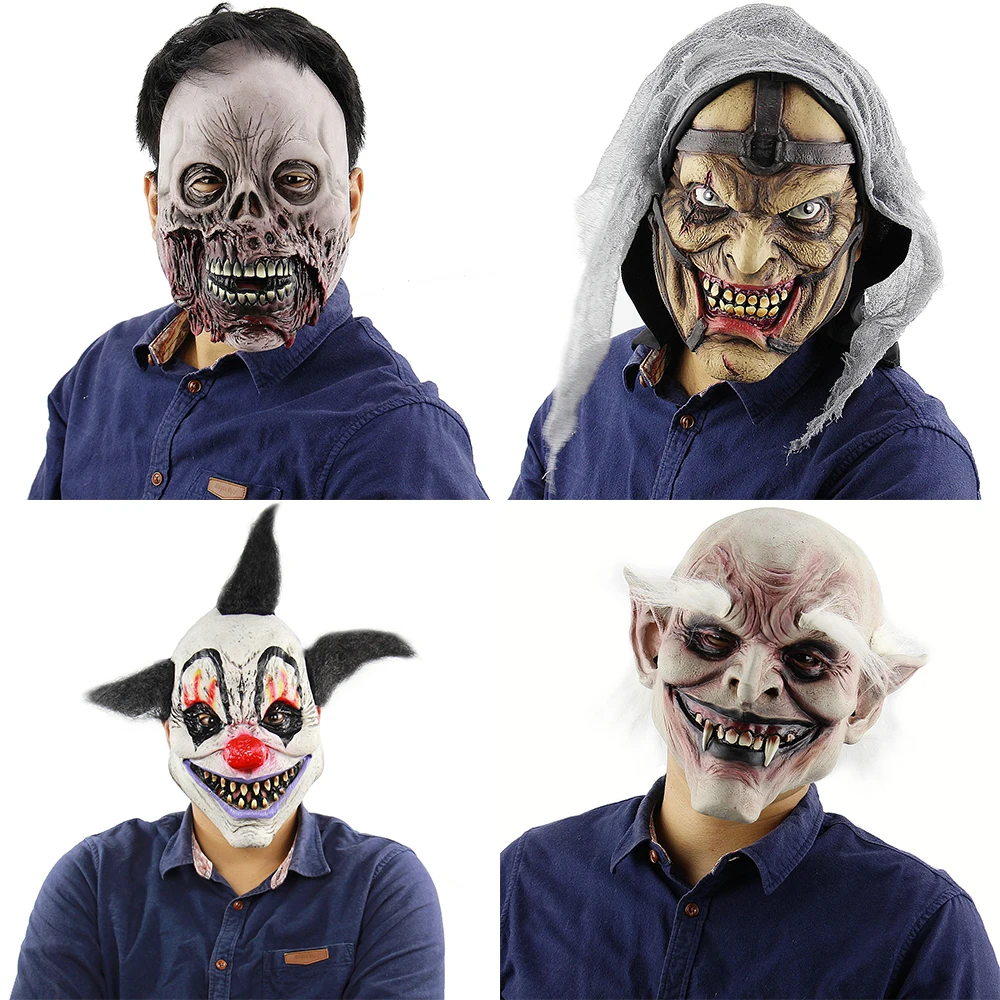 Maschere horror di Halloween Maschera da vampiro monstruo zombie per adulti Costume in lattice Festa di carnevale Casco a testa intera Casa stregata Prop