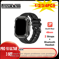 2024 Men Women Smart Watch Headset Gift Suit PRO 10 ultra 3 Set 49mm Bluetooth Call Messages Sports Smart Watch for Android Ios