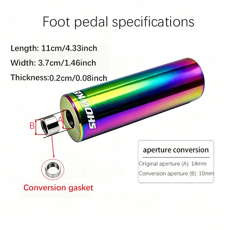 BMX chromolybdenum steel pedal tube, one-piece forging, black/colorful, adaptable aperture 10mm/14mm