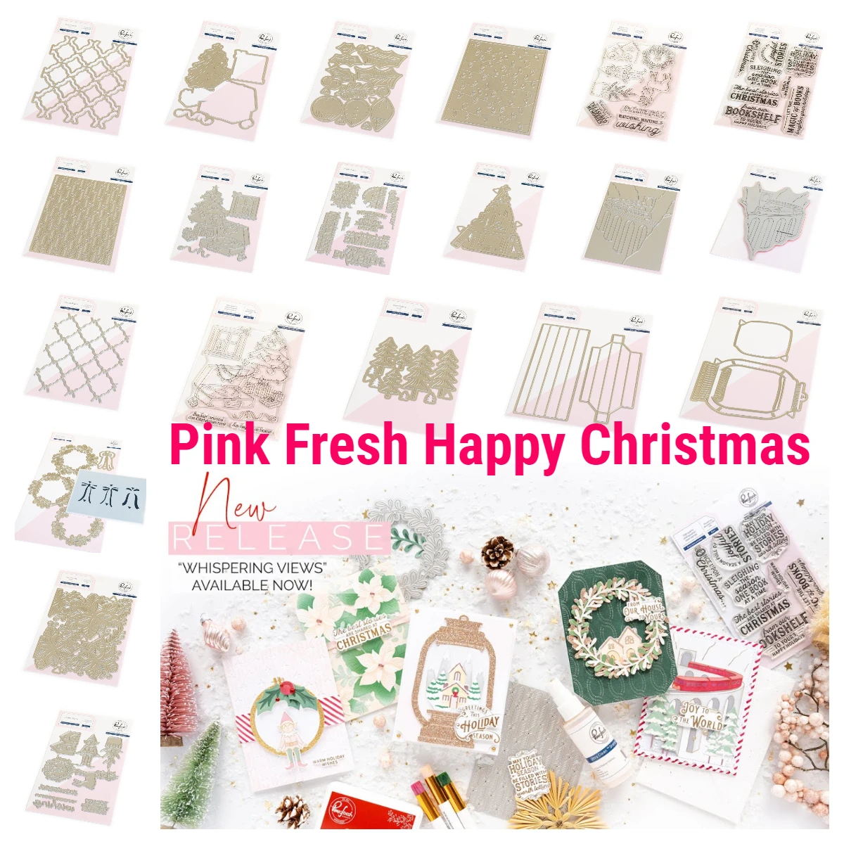 

2025 August Pink Fresh Christmas Lights Holiday Metal Cutting Dies Stamps Stencil Hot Foil Embossed Paper Card Album Craft New