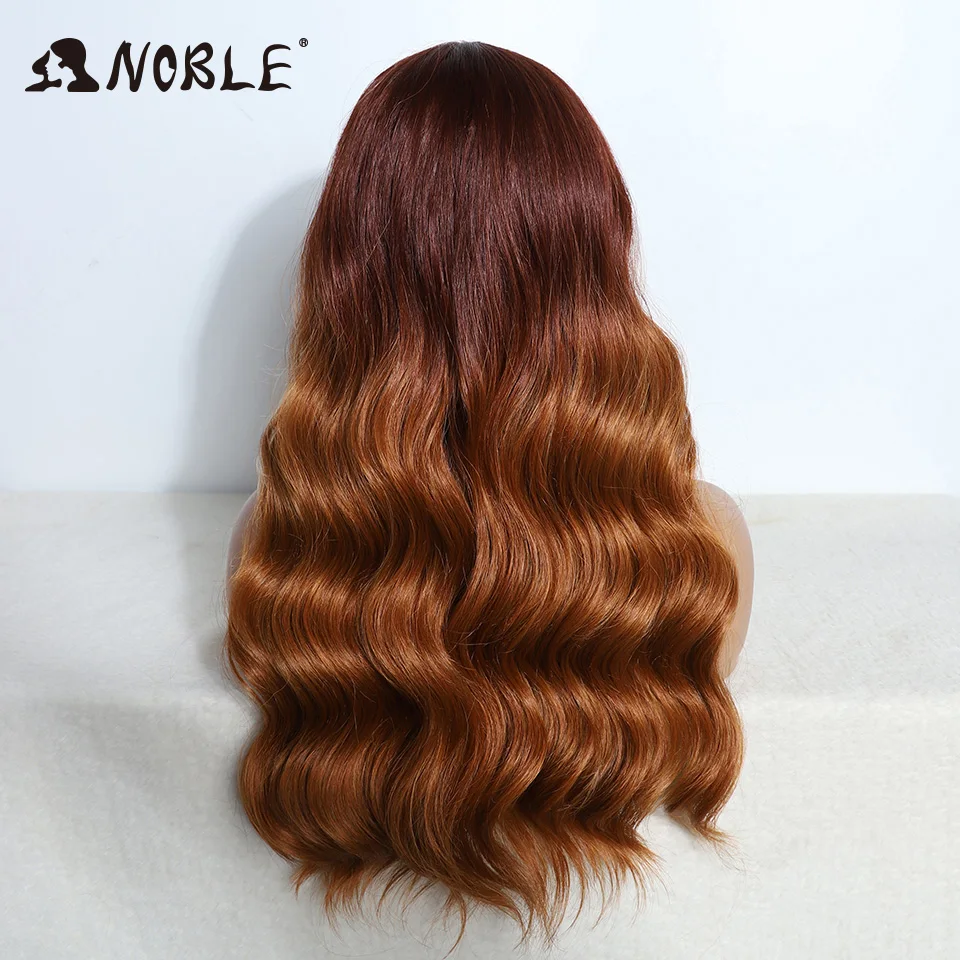 Perruque Lace Front Wig Body Wave synthétique 22 pouces-Noble, perruque Body Wave ombré, orange blonde, vin rouge, perruques Cosplay blanches faciles à porter pour femmes