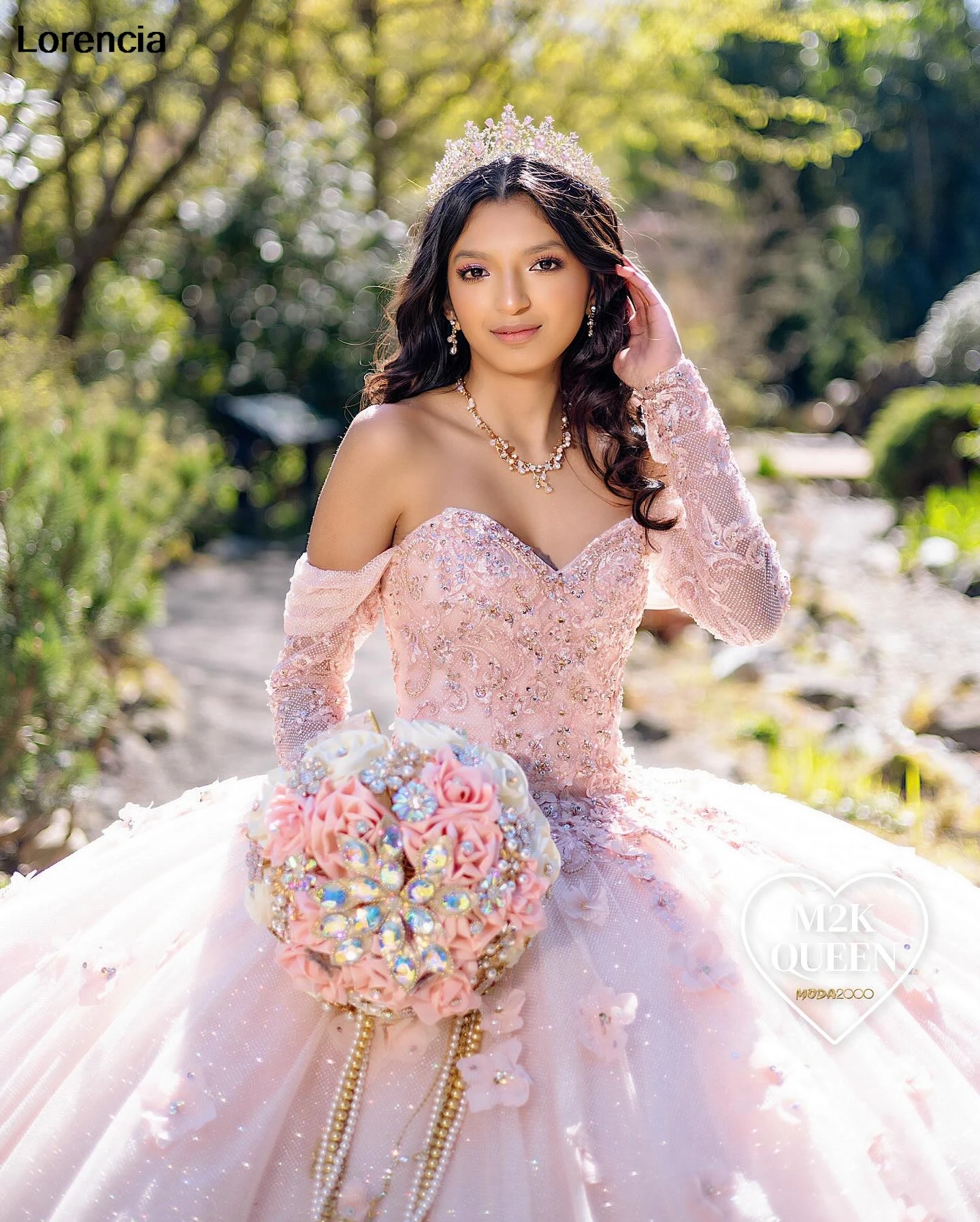 Robe De Quinceanera rose personnalisée à manches longues, robe De bal en dentelle avec des appliques De perles, douce mexicaine, 16 robes De 15 ans, YQD876