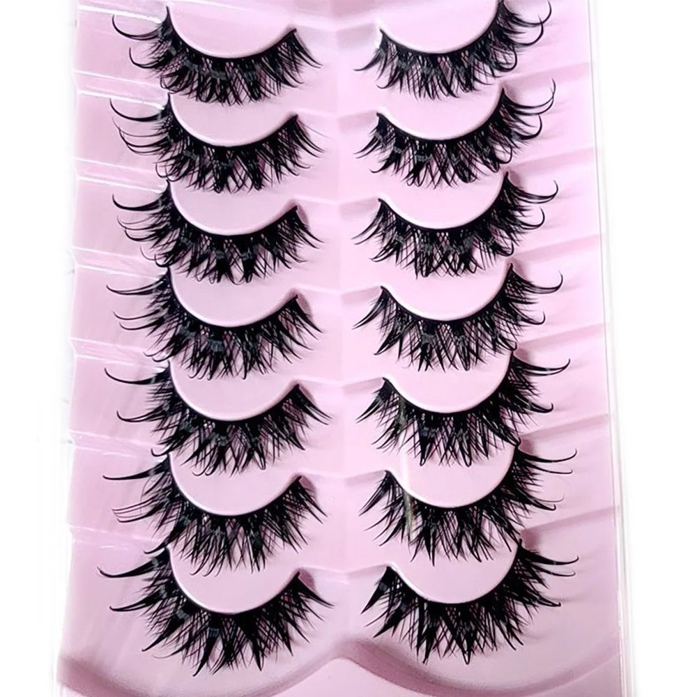 Cils artificiels effet mouillé, sans cruauté animale, style manga, courbure D, volumineux, effet féerique, avec pointes effilées spectaculaires, pour maquillage femme