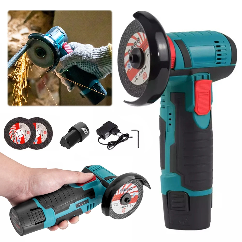 

12V 3 Inch Brush Mini Angle Grinder Rechargeable Household Cutting Machine Polishing Machine Filling Grinder Wireless Power Tool