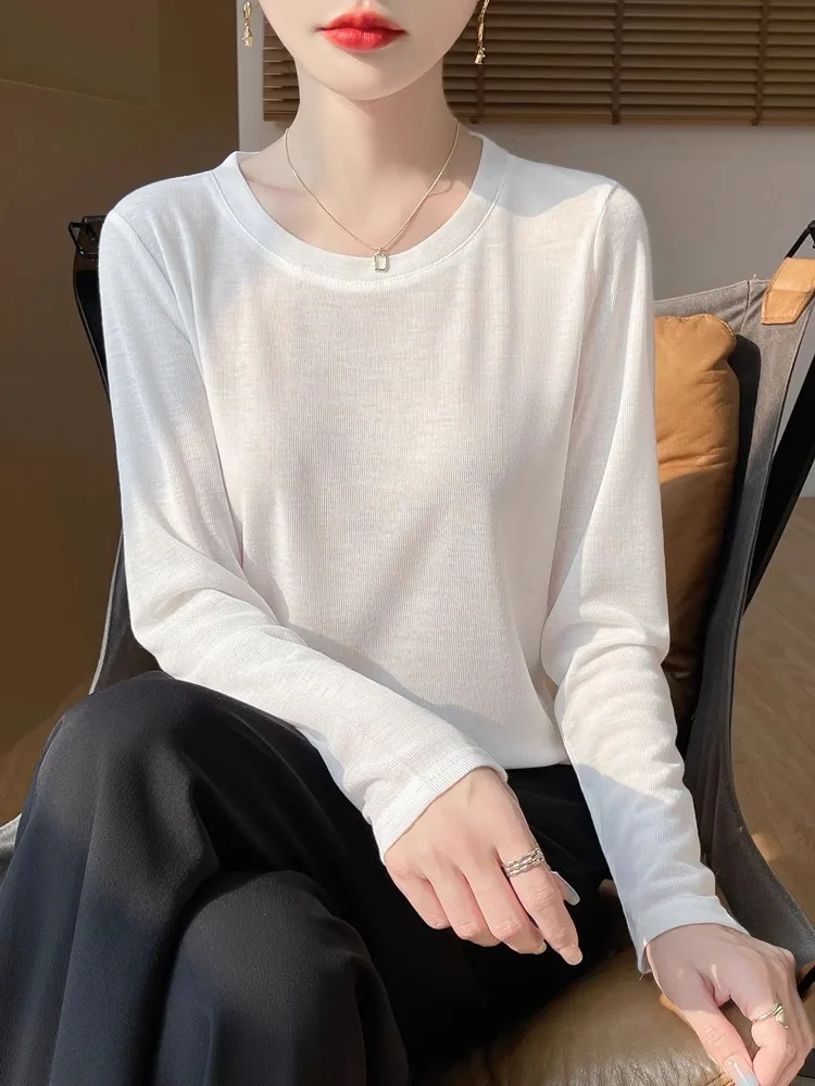 Sli ラウンドネニットセーター女性ルーズスリミングロングスベベース irt シンプルなアウターウェア快適な通気性