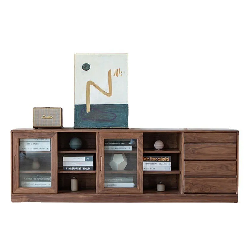 

North American black walnut TV cabinet solid wood modern simple Nordic Japanese living room