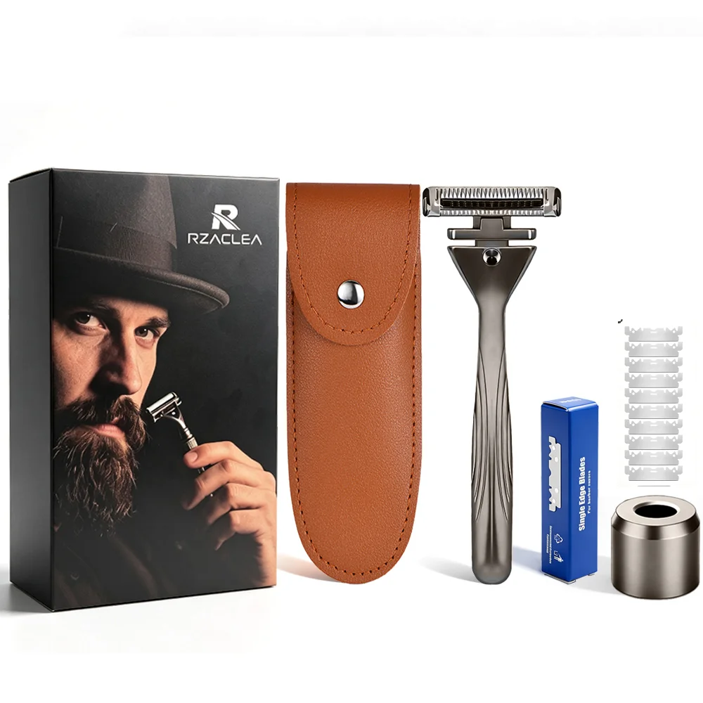 RZACLEA 4-Layer Half-Blade Double-Edged Safety Razor Luxury Eco-Friendly Precision Shave Gift Set with Magnetic Ease