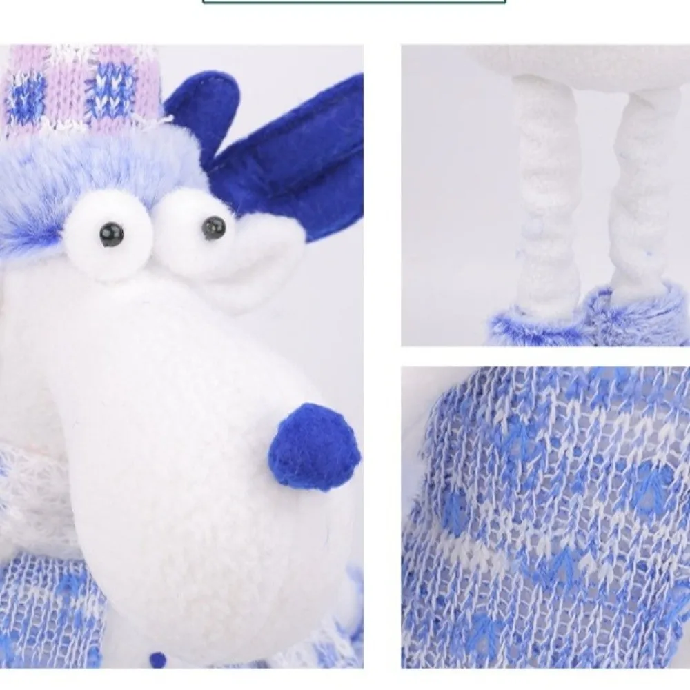 

Новое эластичное синее рождественское украшение Санта-Снеговик Олень Рождественский фестиваль Орнамент Большой выдвижной рождественский сезон