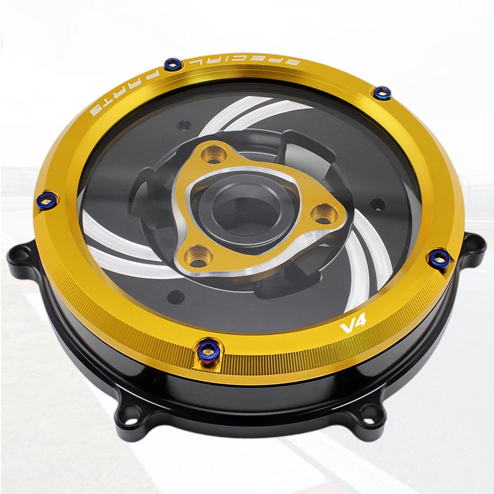 V4 Motorcycle Clutch Cover Modified Transparent Hood Engine Right Side Protection Guard For Ducati Panigale V4 V4s Speciale