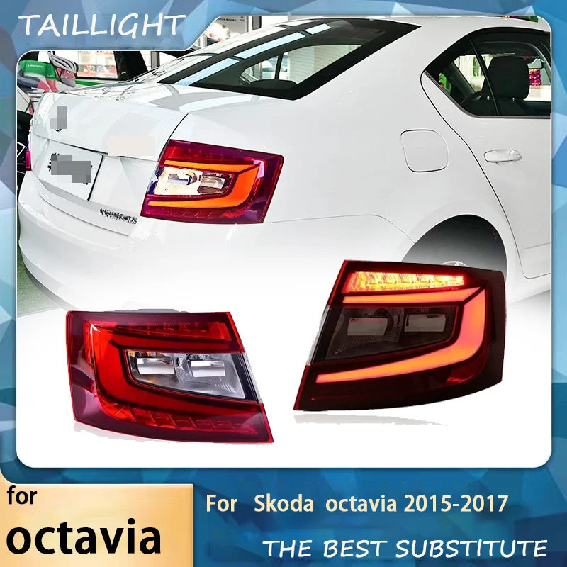 Suitable for 2015-2017 Skoda Octavia tail light assembly modified rs guide driving LED brake tail