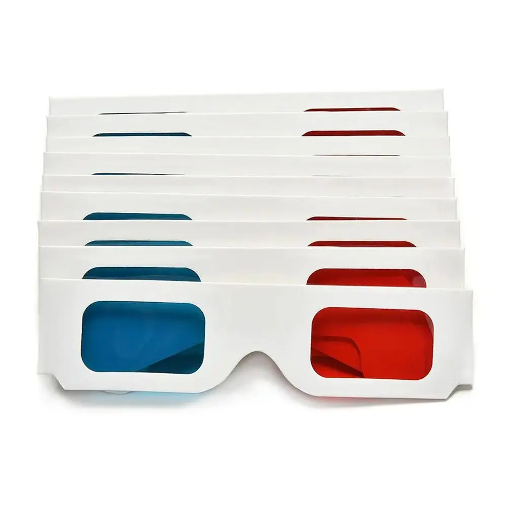 10Pcs Portable Red Blue 3D Glasses Cyan Real Cinemas Movie Game Glasses DVD 3D Gaming Cardboard Paper Glasses