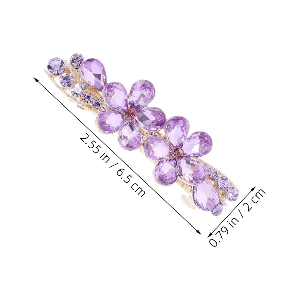 Rhinestone Hair Clips 2 Pack Mini Crystal Barrettes Sparkly Hair Pins for Wedding Prom Party Women Purple