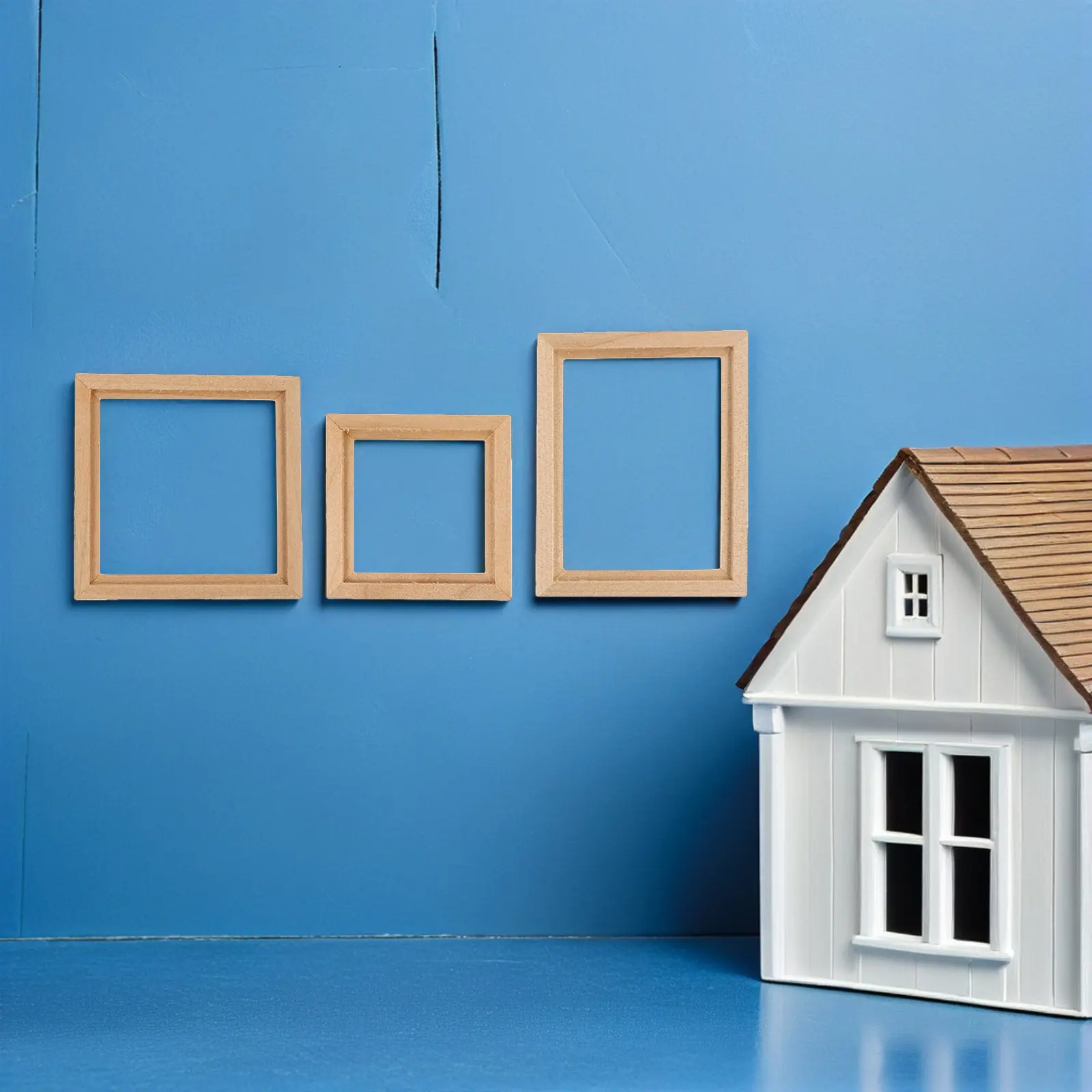 

6Pcs Miniature Photo Frame Models Handcrafted Natural Wood Decorative Photo Frames for Mini House Layout Props Micro Landscape