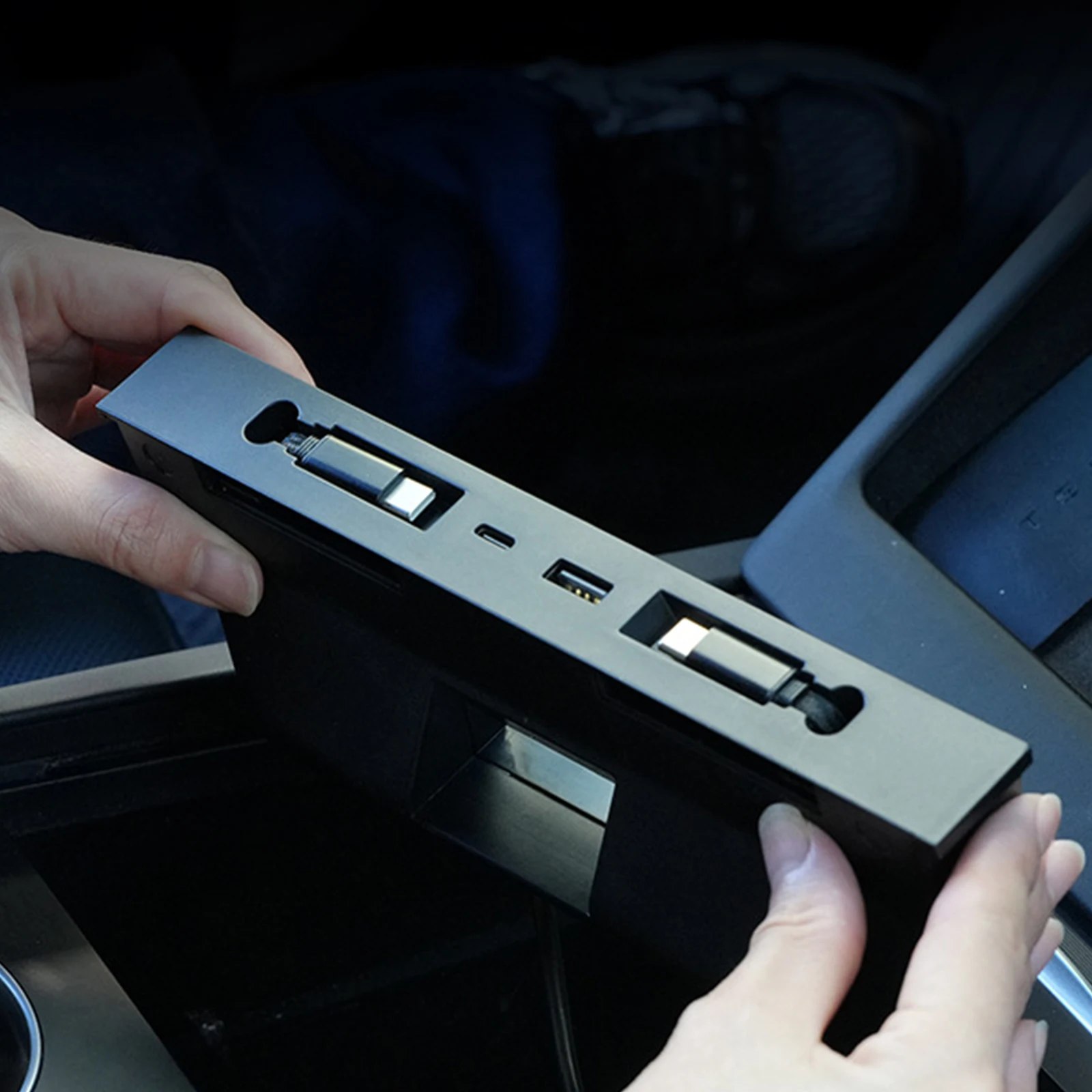 Charger Expansion Dock for Tesla ModelY/YL/3 USB Intelligent Docking Station Muti-Ports Charging Hub for Center Console