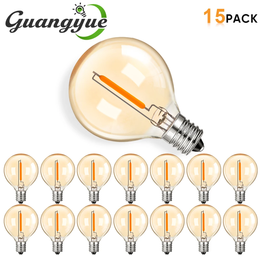 

Vintage Globe LED Edison Light Bulbs G40 1W 220V 110V Amber Glass Light Lamps E14 E12 Base Warm White 2200K Living Room Lighting