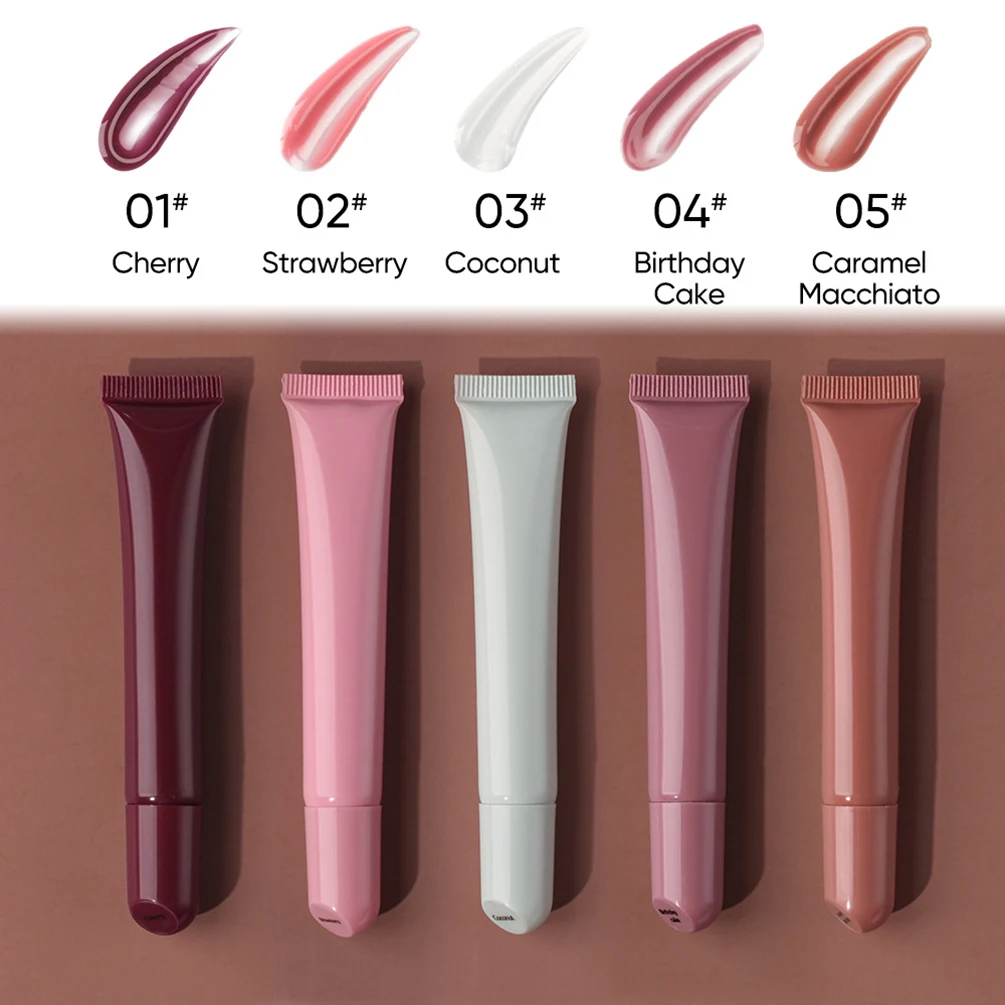 Private Label 10ml Polypeptide Lip Balm Pigment Custom Logo Super Moisturizing Gel Lip-care Makeup Vegan Waterproof Soft Tube
