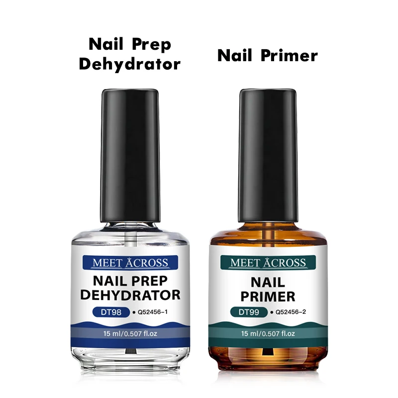 MEET ACROSS 15ml Nail Primer Nail Prep Dehydrate Gel Polish No Need Of UV LED Lamp Long Lasting Nail Art Varnish For Manicure