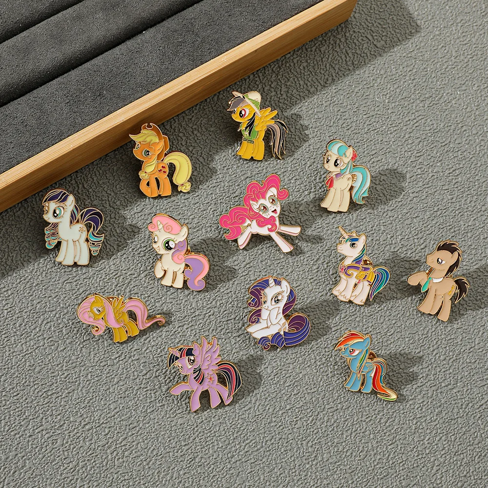 6pcs/1set My Little Pony Lapel Pin Cartoon Brooch DIY Accessories Clothes Backpack Badge Decoration Cute Children Jewelry Gifts