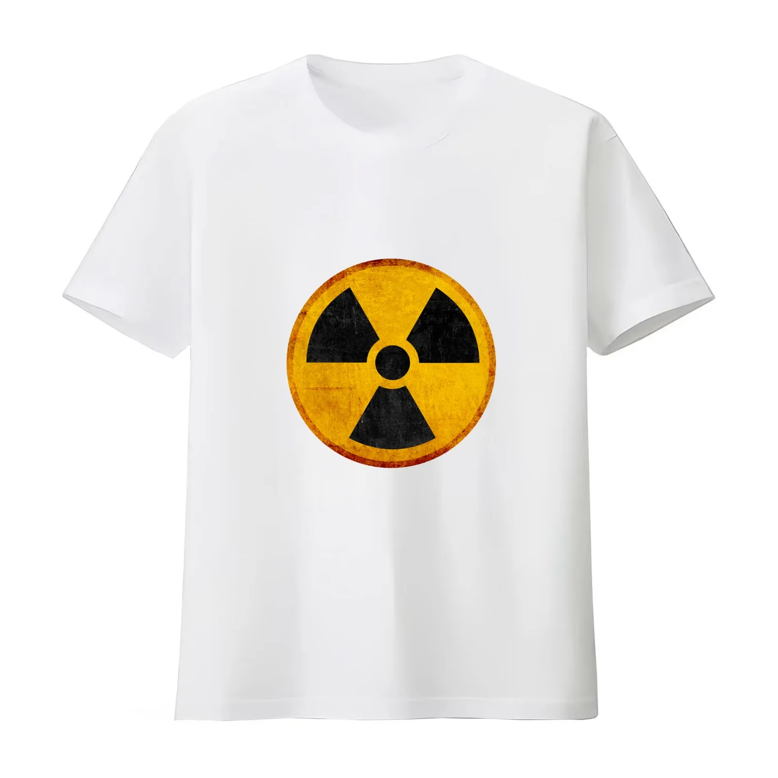 Radioactivity radiation warning icon T-Shirt Summer Casual Cotton Tee Oversized Streetwear Tops Vintage Graphic Print