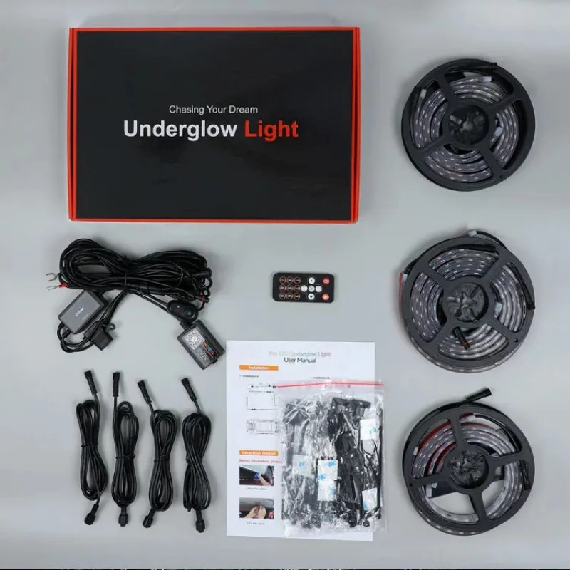 Double Under Glow IP68 Waterproof Flowing RGBIC Underbody LED Car 6 Pcs Chasing Dual Row Underglow Light Kit for Cars