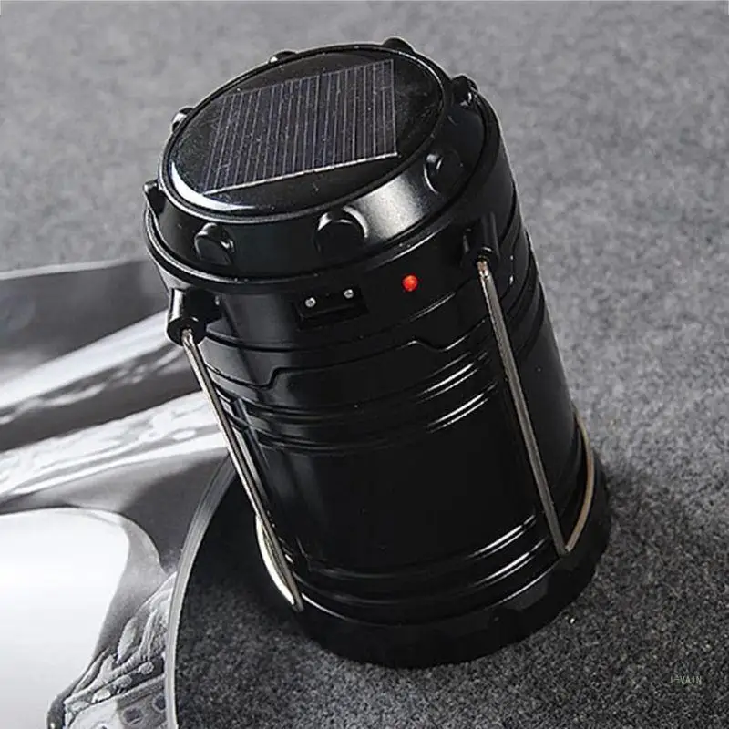 Portable Solar 6 LED Night Light USB Rechargeable Lantern Camping Hiking Lamp