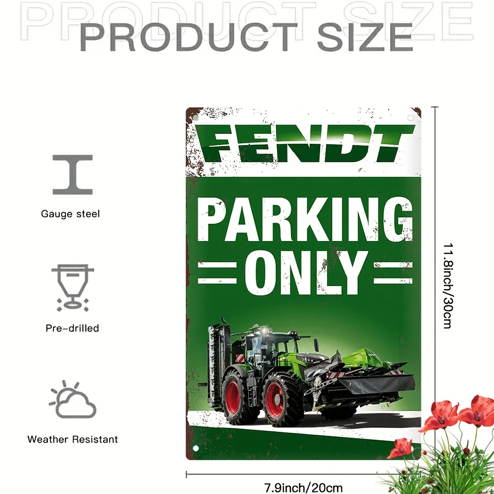 Fendt – panneau métallique pour tracteur Vintage, affiche en aluminium uniquement pour stationnement, art mural polyvalent résistant aux intempéries, pour la maison, le salon