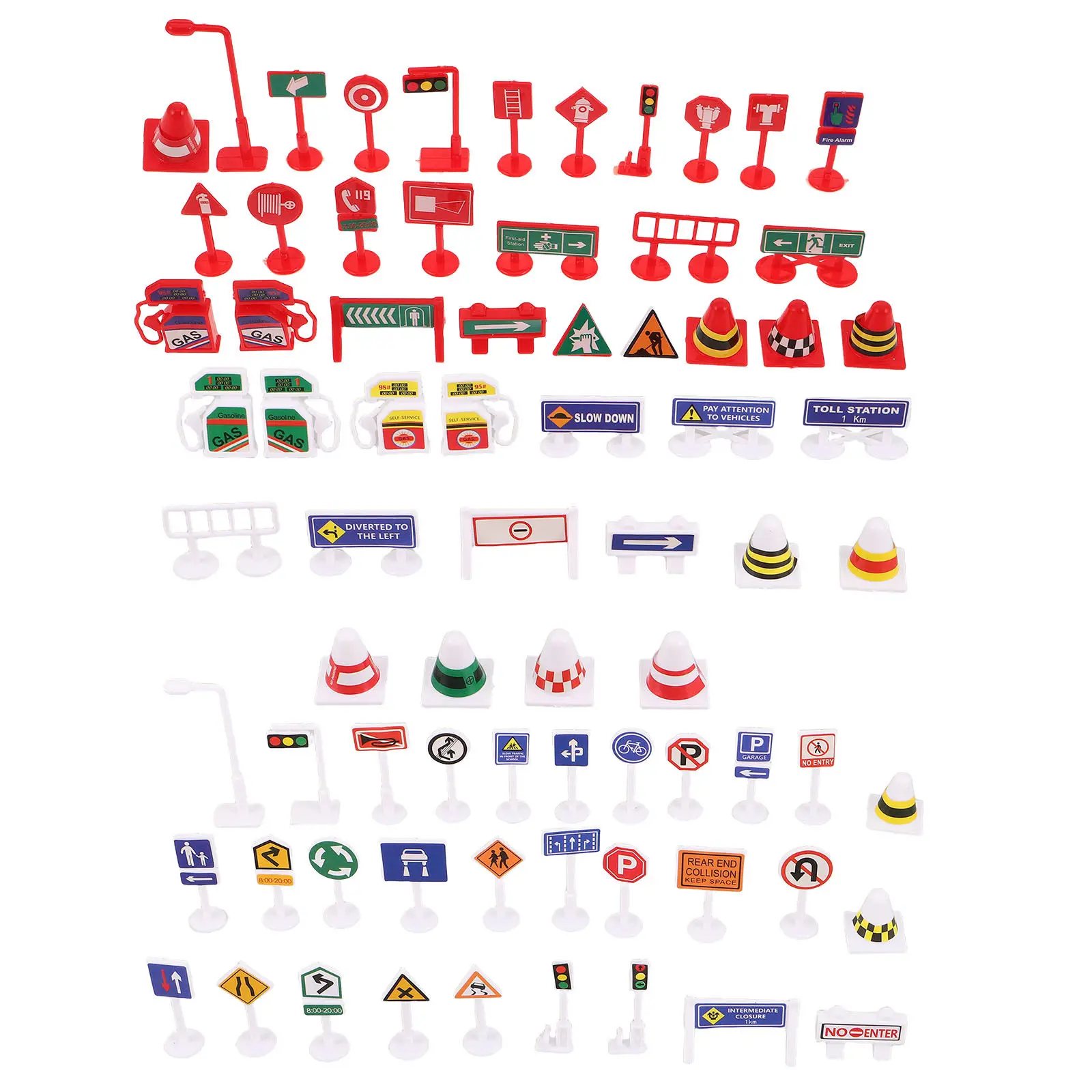 

84Pcs Kids Traffic Sign Playset Plastic Stop Signs Mini Roadblock Cones Interactive Family Learning Early Traffic Safety