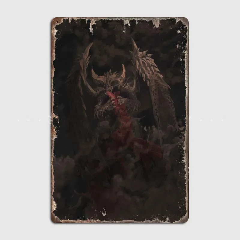 Devourer Unique Game Room Art Decor with Monster Hunter Artwork, Vintage Metal Tin Plaque for Fans