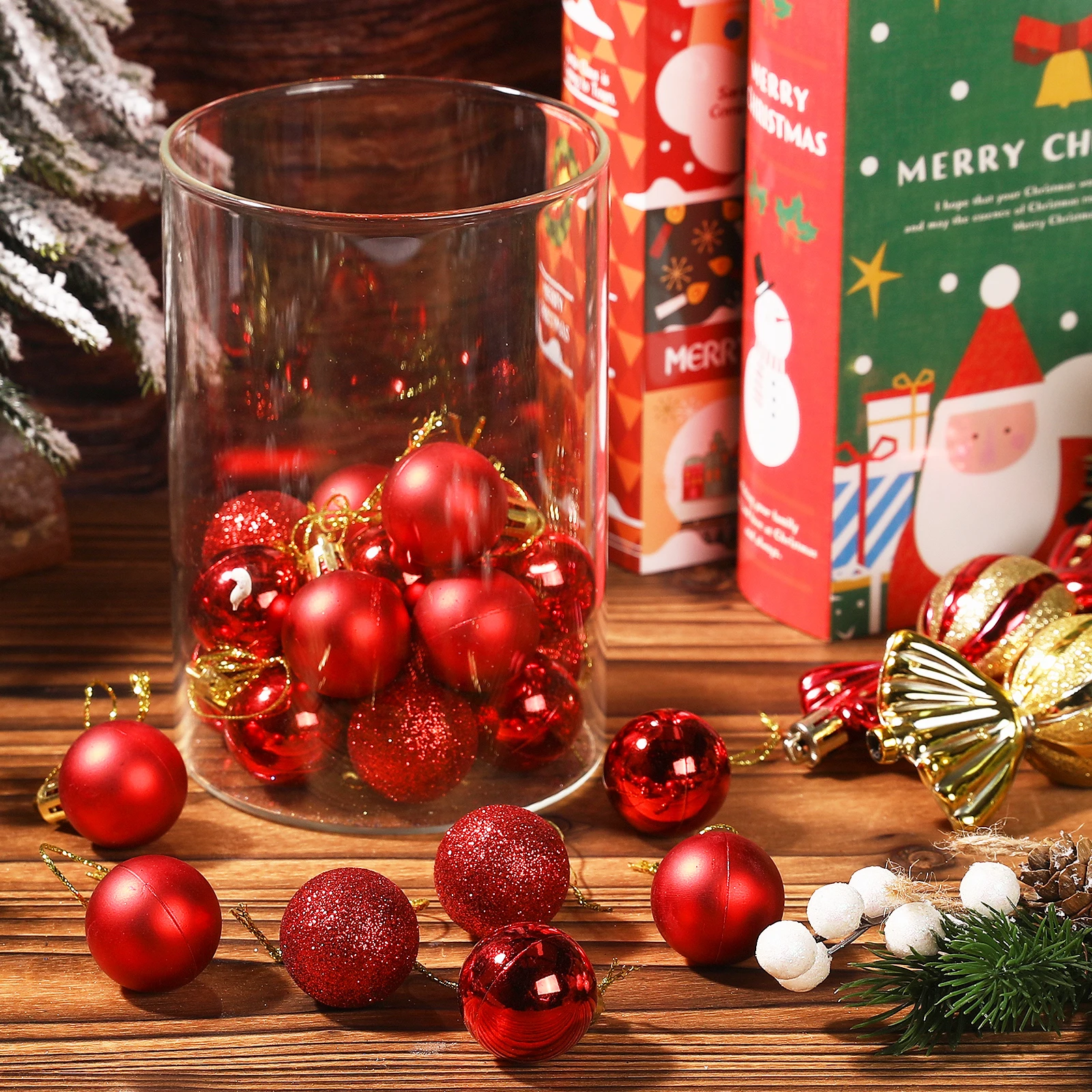 12/24pc 3cm Christmas Ball Christmas Tree Ornaments Ball Xmas Hanging Tree Pendants Home Party Christmas Tree Decor NewYear Gift