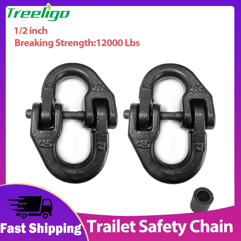 Treeligo 1Pair 12000Lbs RV Trailet Safety Chain Connector Link 1/2 inch Safety Tow Hitch Hammer Lock Coupling Link Off-Road New