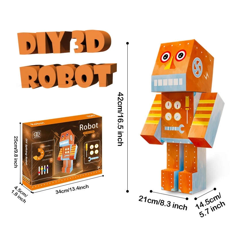 Kids Paper Robot Craft Set DIY Handmade Puzzle Toy 3D Assembly Robot Model Home Decoration Toy for Boys Girls Birthday school 3+
