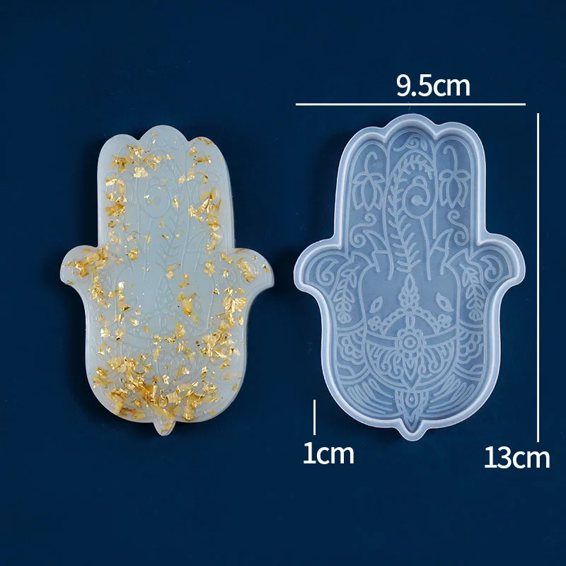 1 Pcs DIY Coaster Hand of Fatima Jewish Mould Home Decoration Epoxy Resin Art Silicone Mold