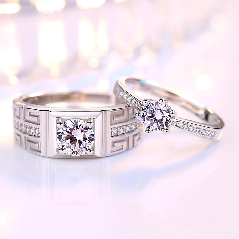 Elegant 925 sterling silver luxury zircon ring for men and women, wedding party gifts, accessories, couple rings