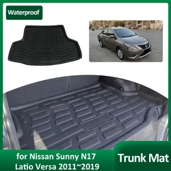 Car Trunk Mat for Nissan Sunny N17 Latio Versa 2011~2019 2012 Tray Waterproof Luggage Cargo Boot Pad Liner Cover Rug Accessories