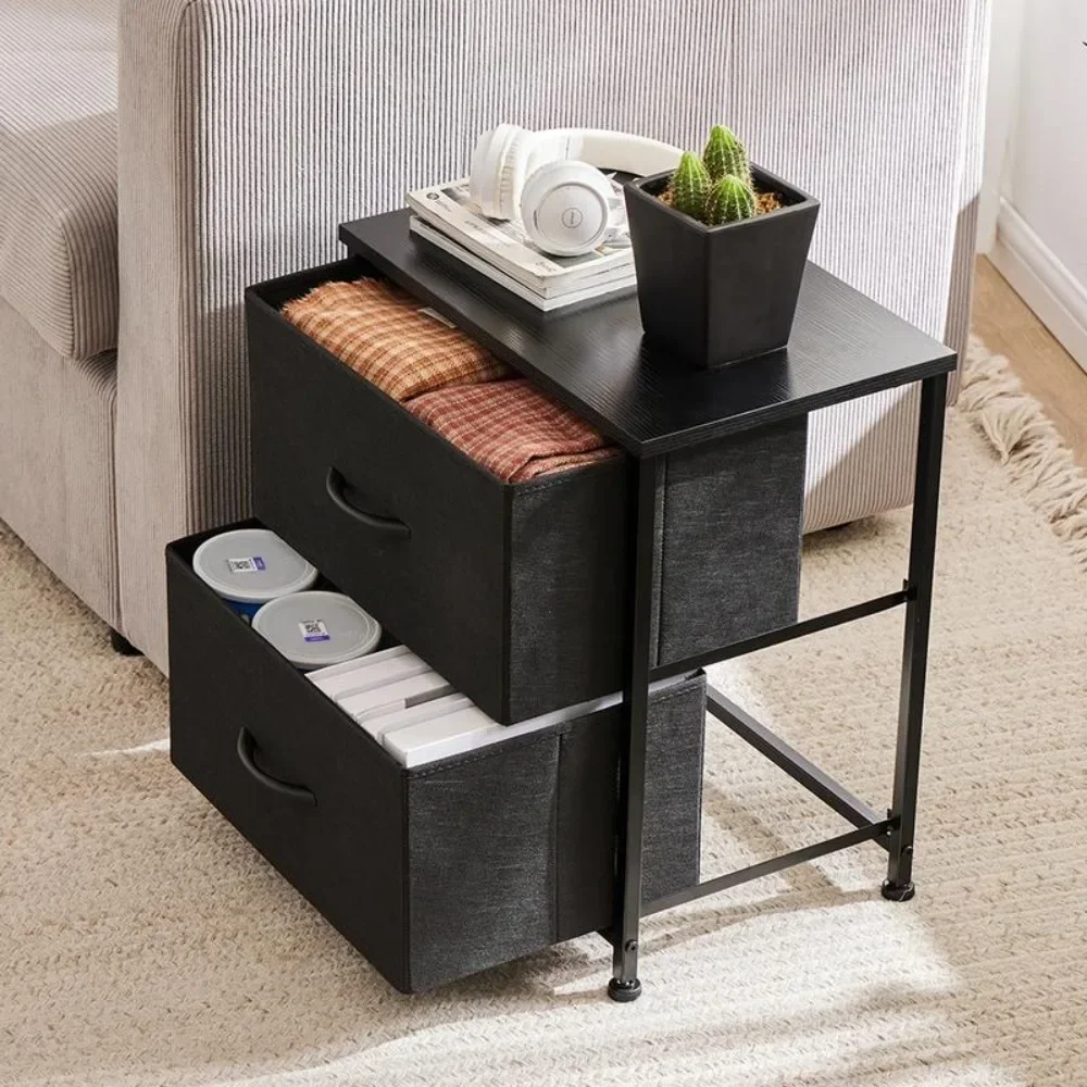 Home Furniture Nightstand with 2 Fabric Drawers, Small Dresser, Side Table, End Table, Bedside Table, Night Stands