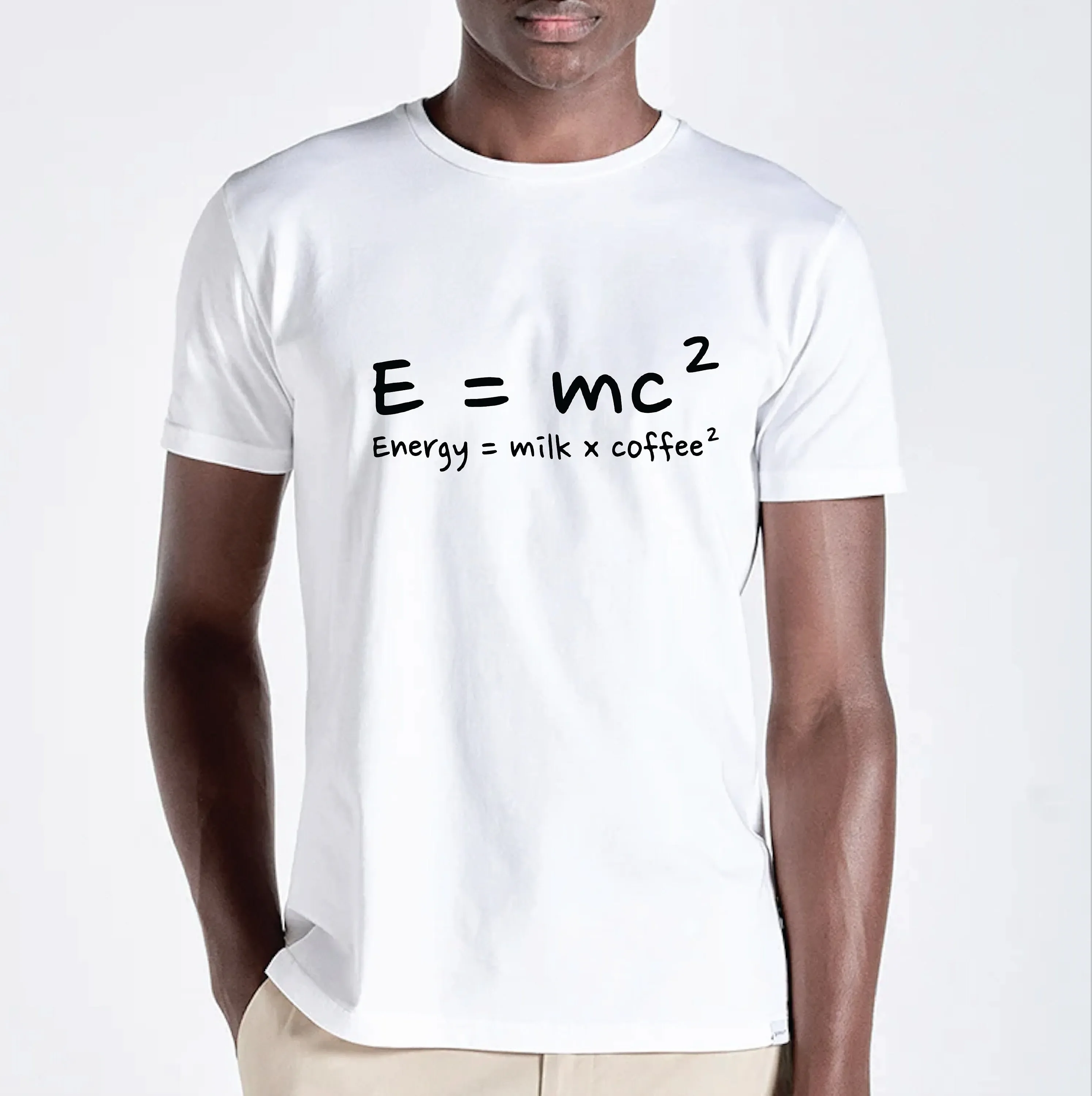 Men White Original T-shirt Energy Milk & Coffee Embrace