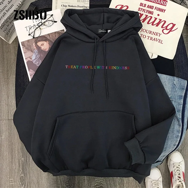 TREAT PEOPLE WITH KINDNESS Print Hooded Sweatshirt Women Plus Size Hoodie Harajuku MenSweatshirt Unisex Hooded Sweatshirt