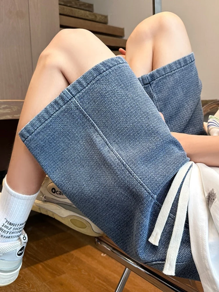 

Летние мужские джинсовые шорты с звездным узором, ретро-стиль, американский уличный стиль, прямые, износостойкие, тонкие