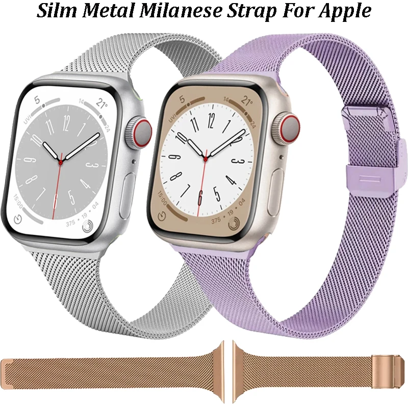 Schlankes Milanaise-Armband aus Metall für Apple Watch Ultra 3/2/1 49 mm, bequemes Armband, iWatch 11, 10, 9, 8, 7, 6, 5, 4 SE 46/42/45/41/44/40 mm
