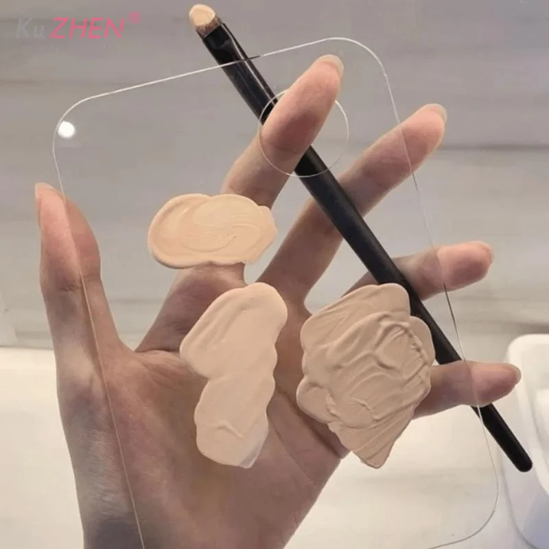 Paleta de maquillaje acrílica transparente, base líquida, crema mezcladora, cosmética Manual, mezclador de maquillaje, herramienta de belleza, 2 uds.