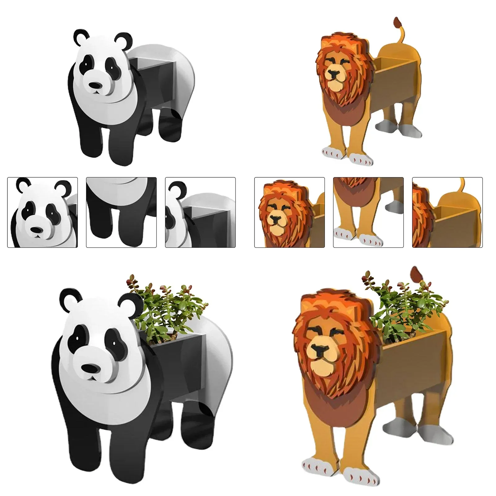 Flower Pot Garden Planter Cute Animal Cow Horse Sheep Pig Large Assembled PVC Board Plant Pot Garden