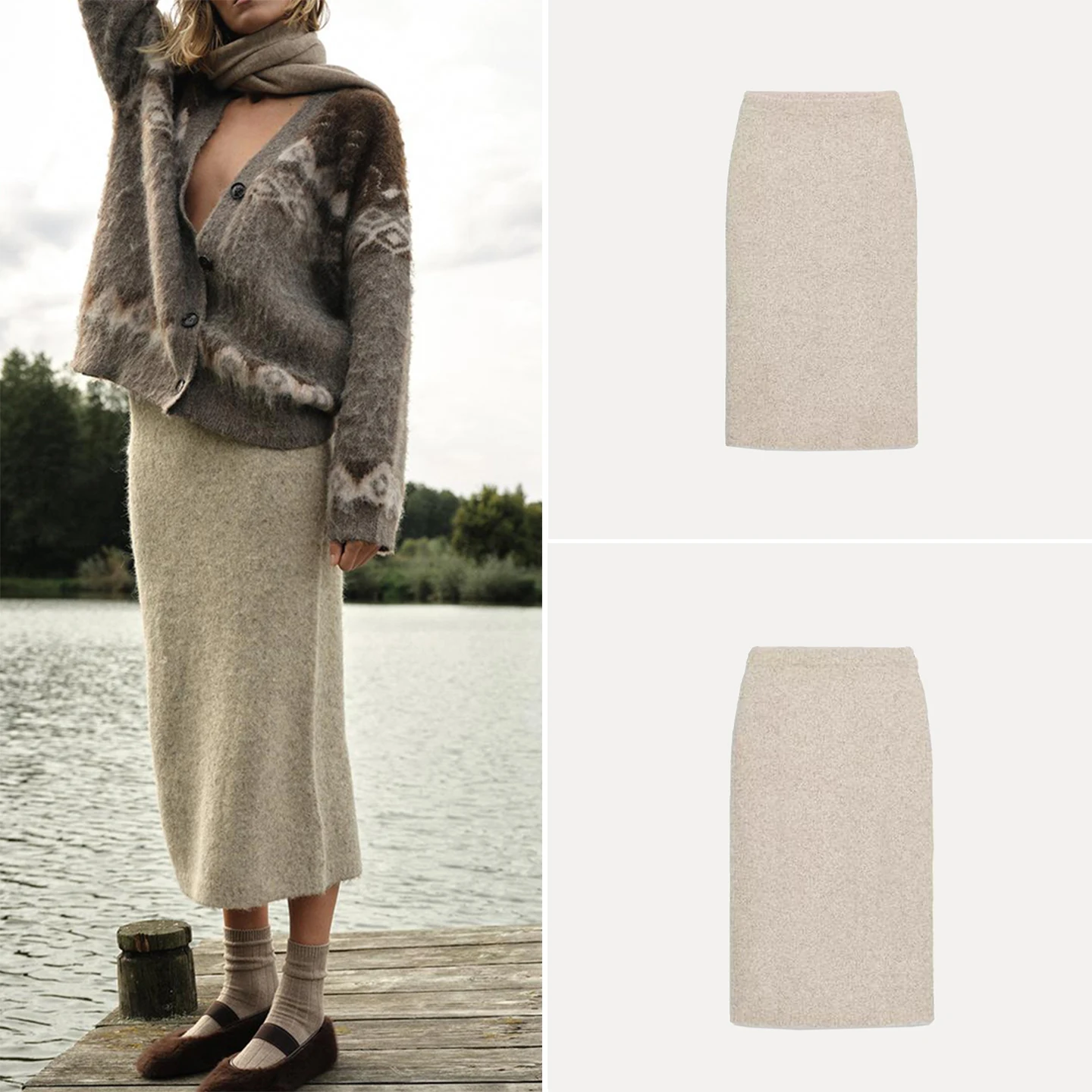 

Women's Knitted Long Midi Skirt Color Fading Effect Autumn New Sle Z Stand Fit Straight Cut Daily Wear Ladies Skirt