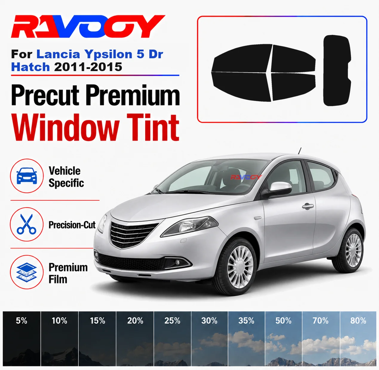 premium-precut-window-tint-kit-front-rear-windows-rear-windshield-for-lancia-ypsilon-5-dr-hatch-2011-2015-nano-ceramic-film