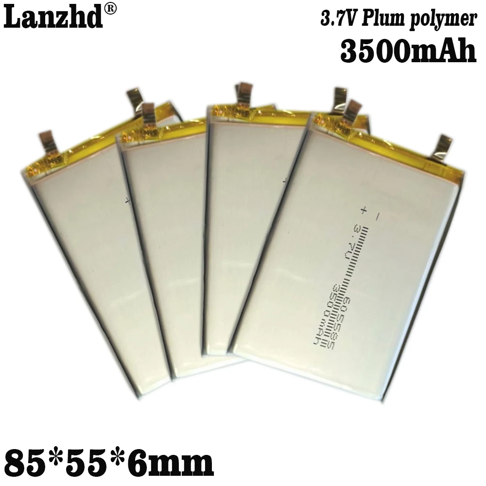 85*55*6mm 3.7V polymer lithium battery 605585 3500mAh flat panel mobile power battery For  LED light GPS positioning battery