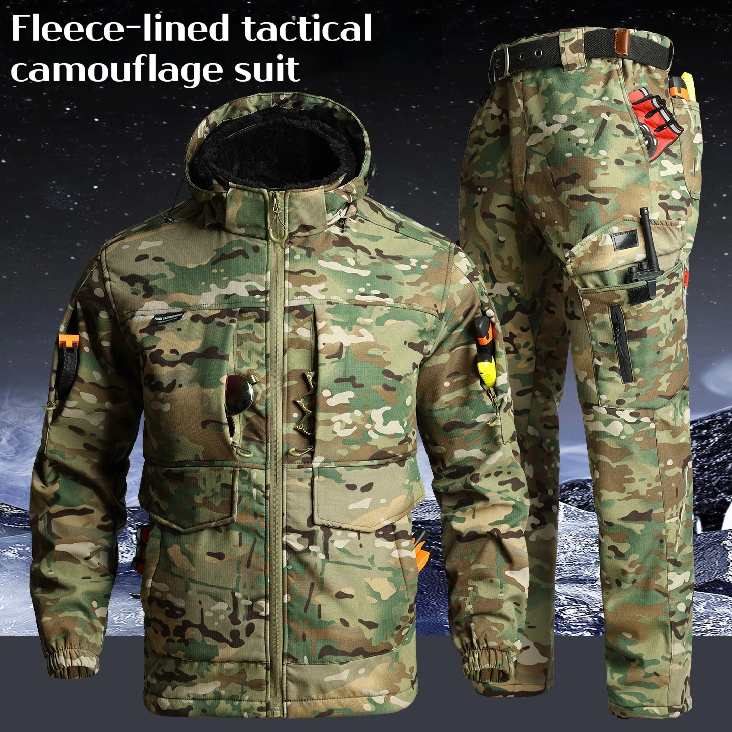 

2025 New Tactical Camouflage Work Clothes for Men Windproof and Warm Outdoor Labor Protection Set Winter Work Clothes Sports Man