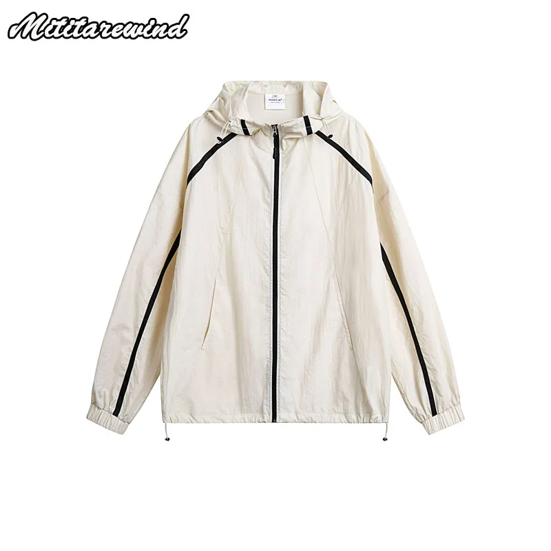 

2023 New American Outdoor Windproof Clothing Hooded Coat Men And Women INS Summer Thin Sun Protection Clothing Solid Daily Youth