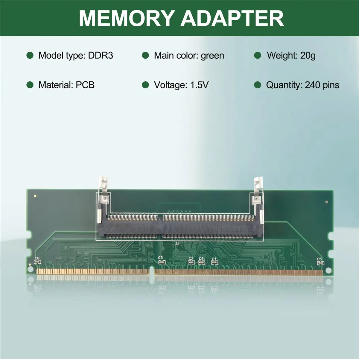 【A65I】 Adaptateur de mémoire SO-DIMM pour ordinateur portable 1,5 V DDR3 204 broches vers emplacement DIMM pour ordinateur de bureau
