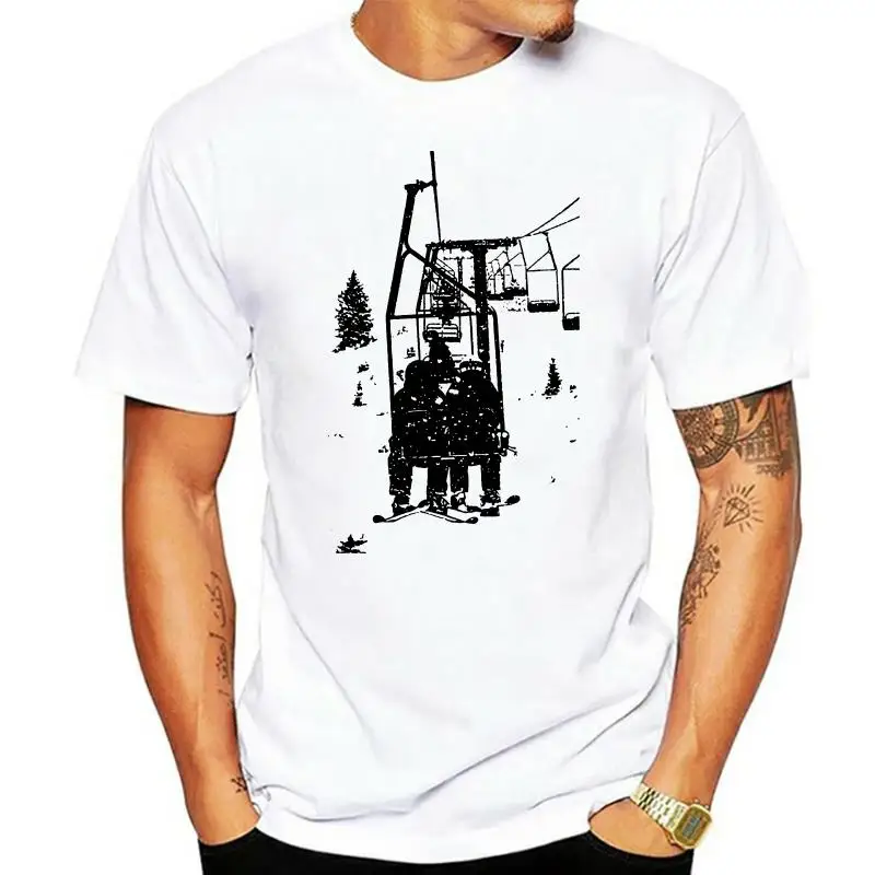 Snow Lift Ski Chair Lift Colorado Mountains Black And White Snowboarding Vibes Photography T Shirt Vintage Pictures