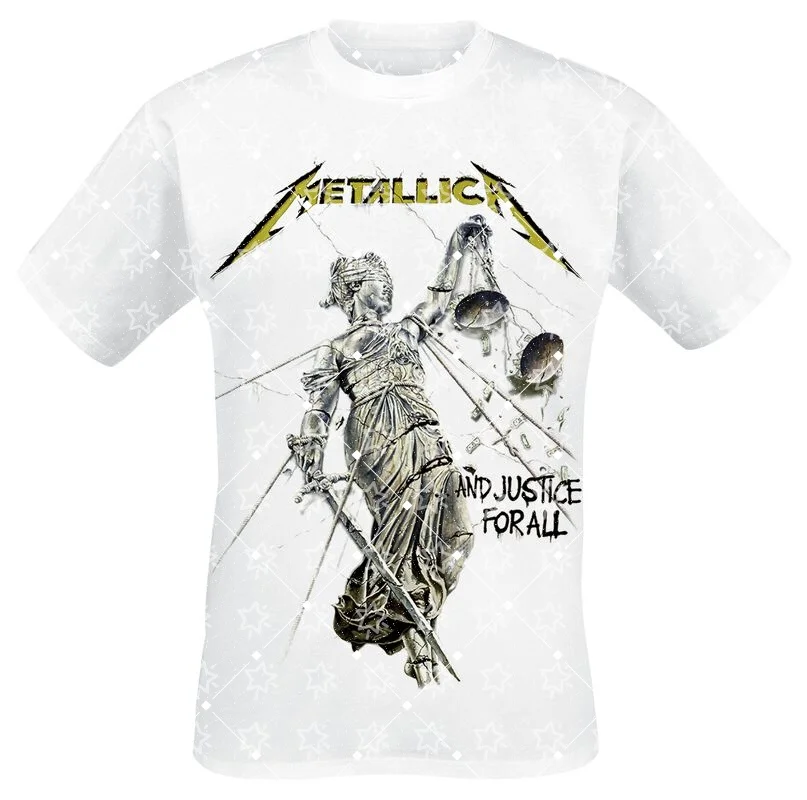 Retro Rock Band T-shirt 3D Printed Punk Heavy Metal Short Sleeved Loose Street Style Quick Drying T-shirt