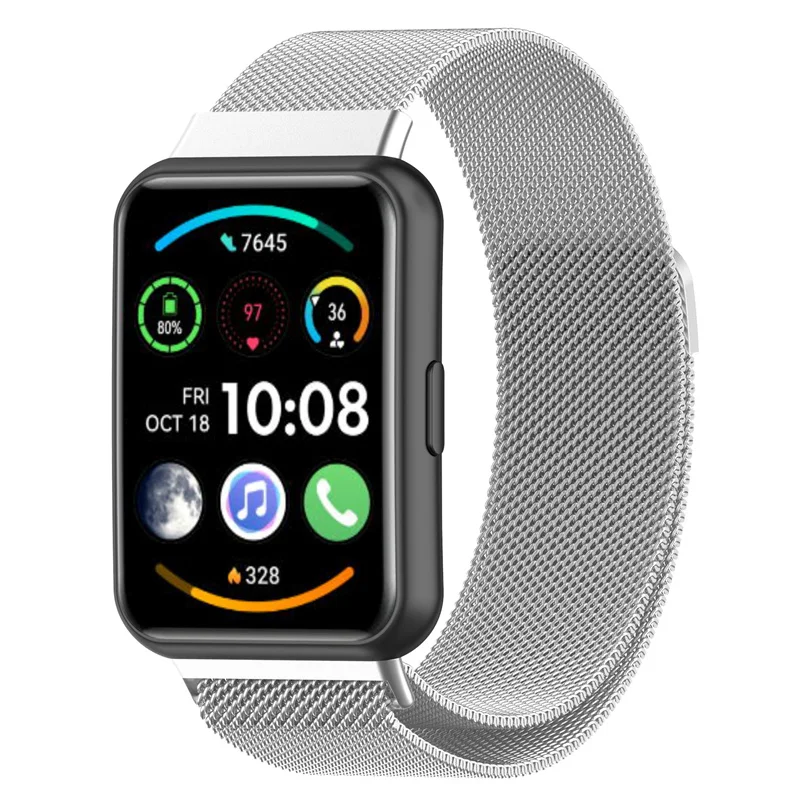 

For Huawei Watch Fit 2 / Watch Fit 2 Active Milanese Mesh Wrist Band Stainless Steel Replacement Watch Strap - Silver